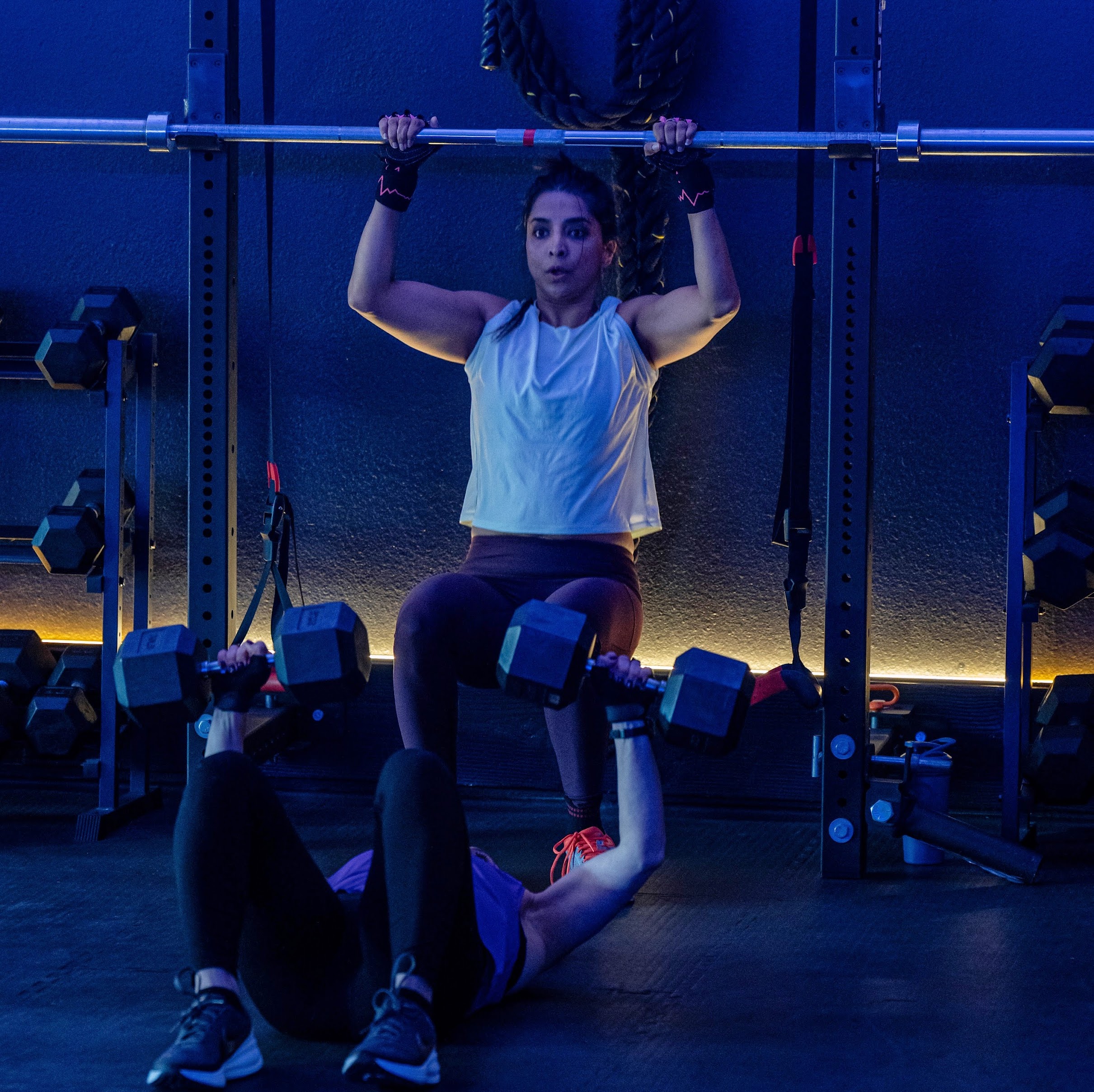 High-performance athlete during functional training
