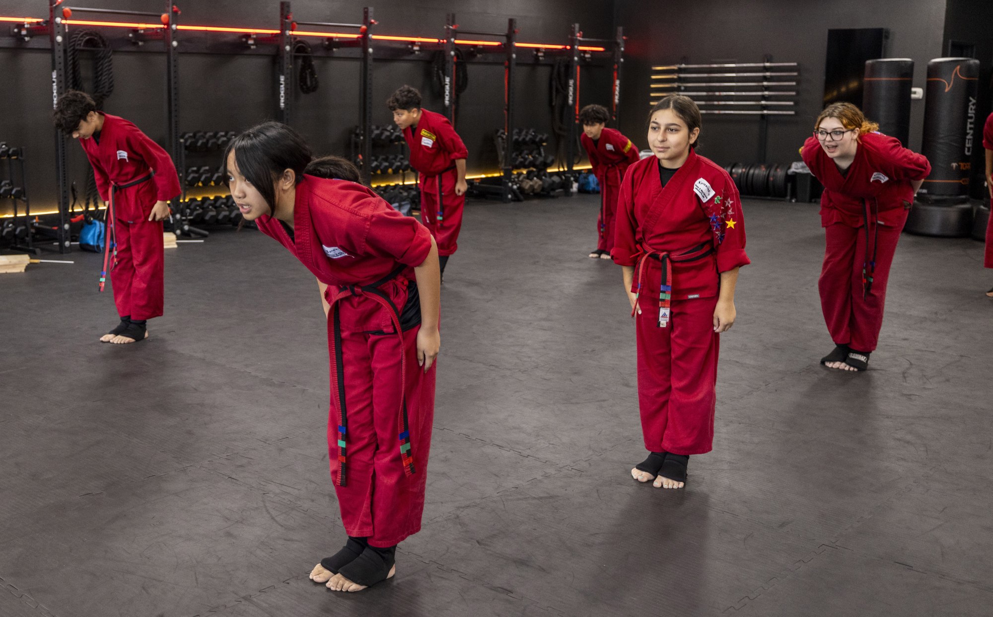 Kids' Martial Arts class bowing at XFIT